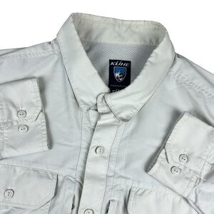 Kuhl Airspeed Shirt Men's Large Beige Khaki Fisherman Outdoors Cabin Lightweight
